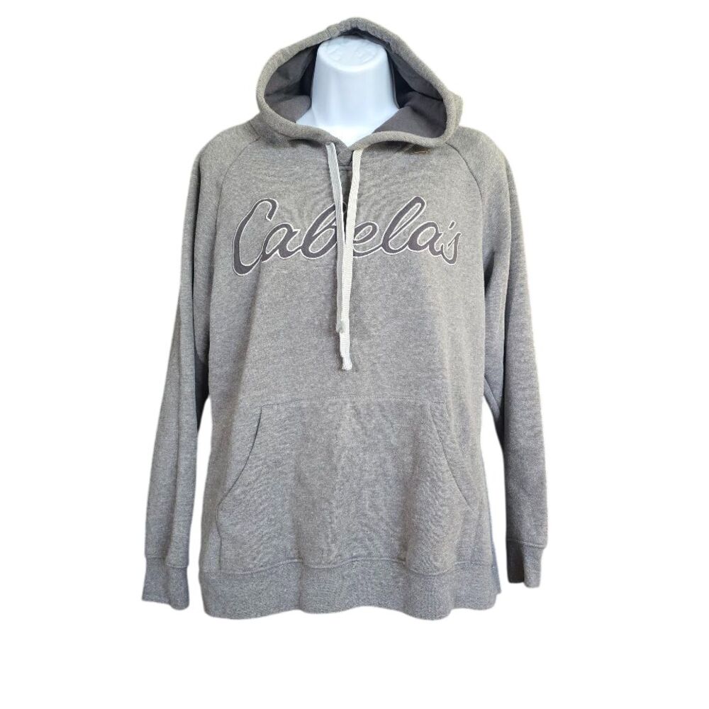 Cabela's Script Logo Hoodie Women‎ Large Gray Outdoors Gorpcore Pullover
